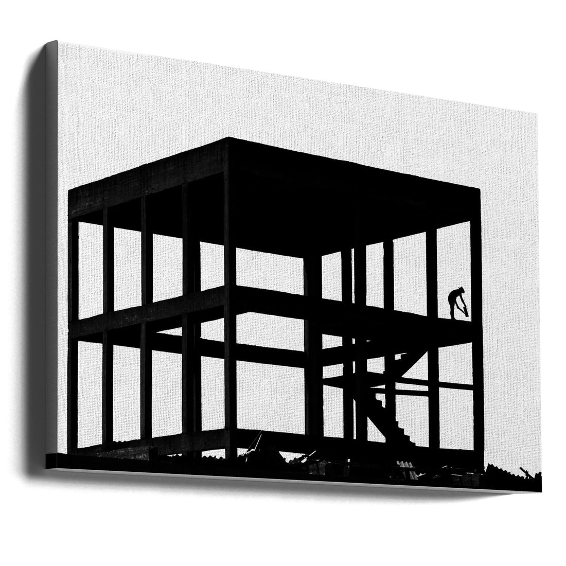 Construction Worker by Gulsen Yilman | Black White Architecture, Large Canvas Wall Art Print | Artsy Earth