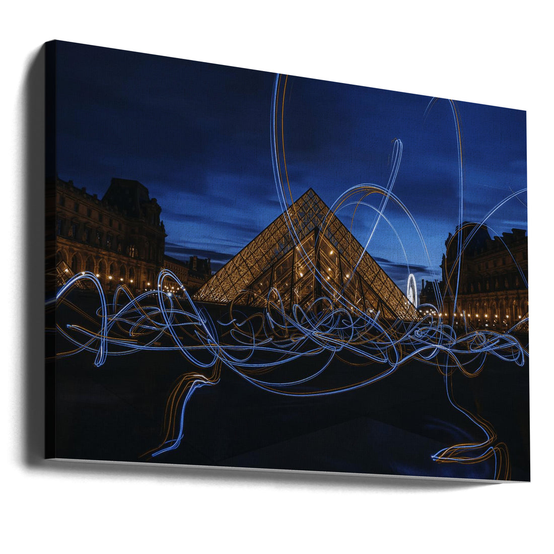 Light painting at Louvre Museum by Amir | Night Tourism Paris, Large Canvas Wall Art Print | Artsy Earth