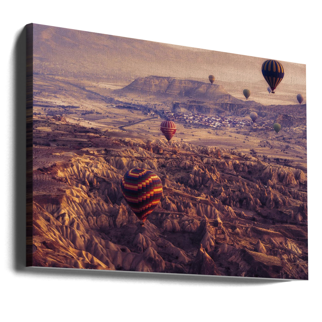 Hot Air Balloon Flight by Mihai Ian Nedelcu | Aerial Desert Landscape, Large Canvas Wall Art Print | Artsy Earth