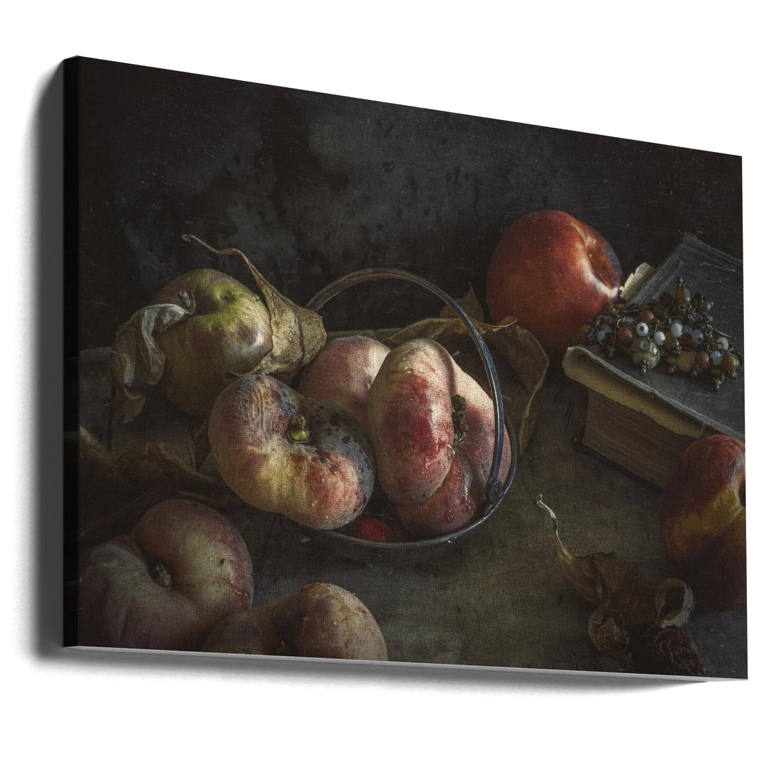 Still life with book and peaches by Igor Tokarev | Vintage Rustic Still Life, Large Canvas Wall Art Print | Artsy Earth