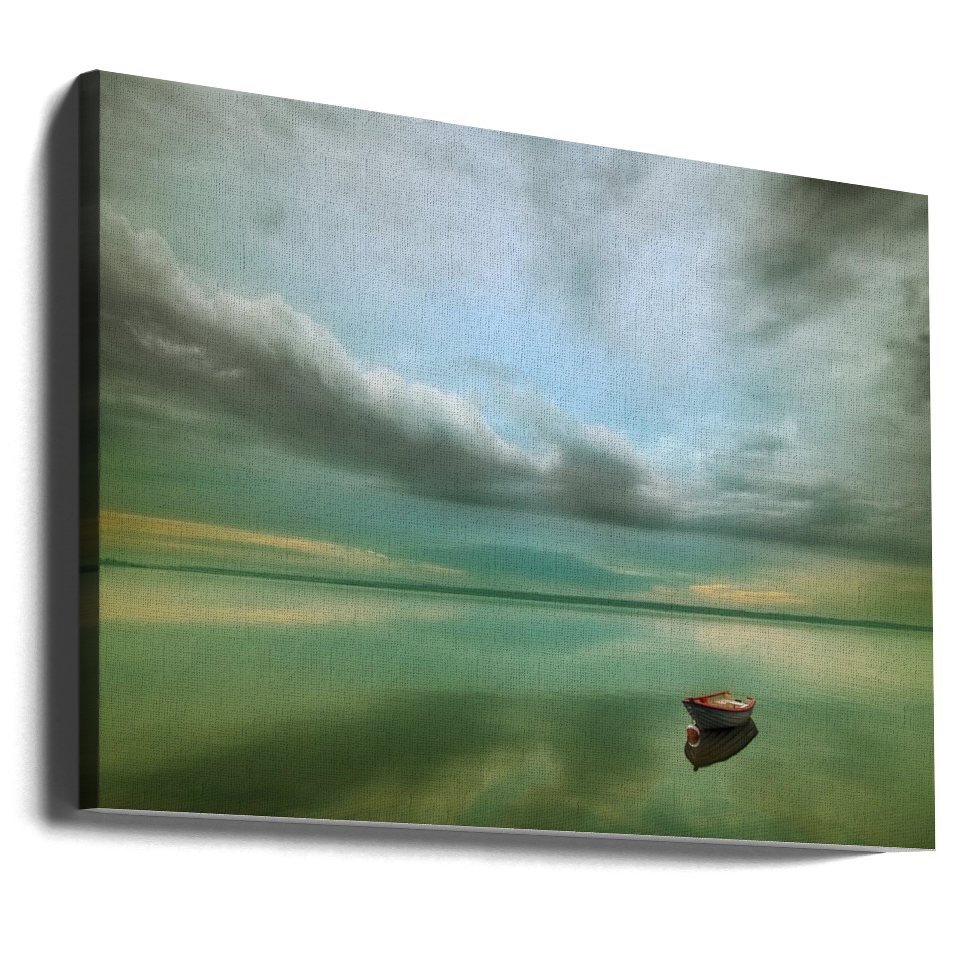 Lonely Boat by Krzysztof Browko | Serene Water Reflection, Large Canvas Wall Art Print | Artsy Earth