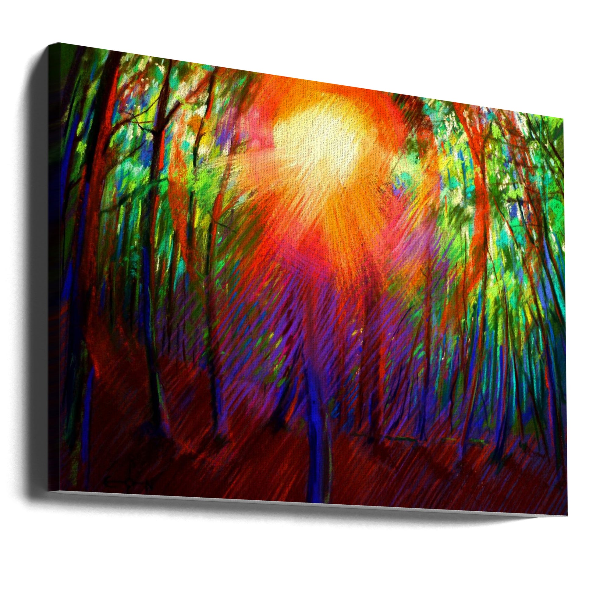 Forest Sunlight by Corné Akkers | Expressionist Tree Landscape, Large Canvas Wall Art Print | Artsy Earth