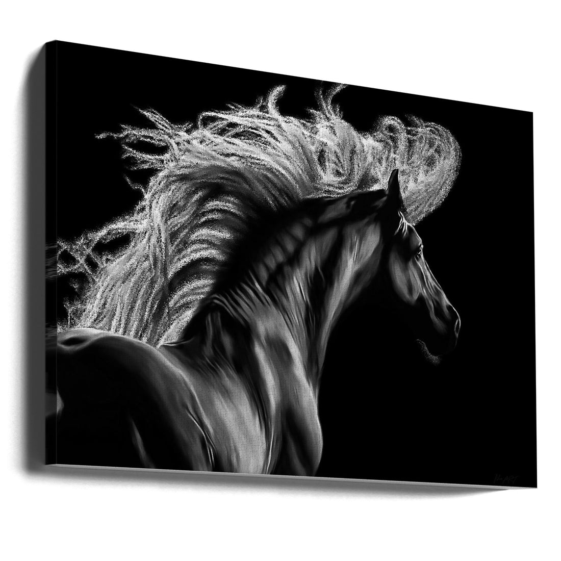 Black Stallion Art by Lord Amihere | Digital Horse Painting, Large Canvas Wall Art Print | Artsy Earth