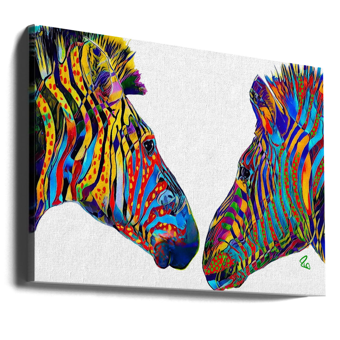 Ziggy and Zag the Zebras by Ruth Day | Colorful Zebra Illustration, Large Canvas Wall Art Print | Artsy Earth