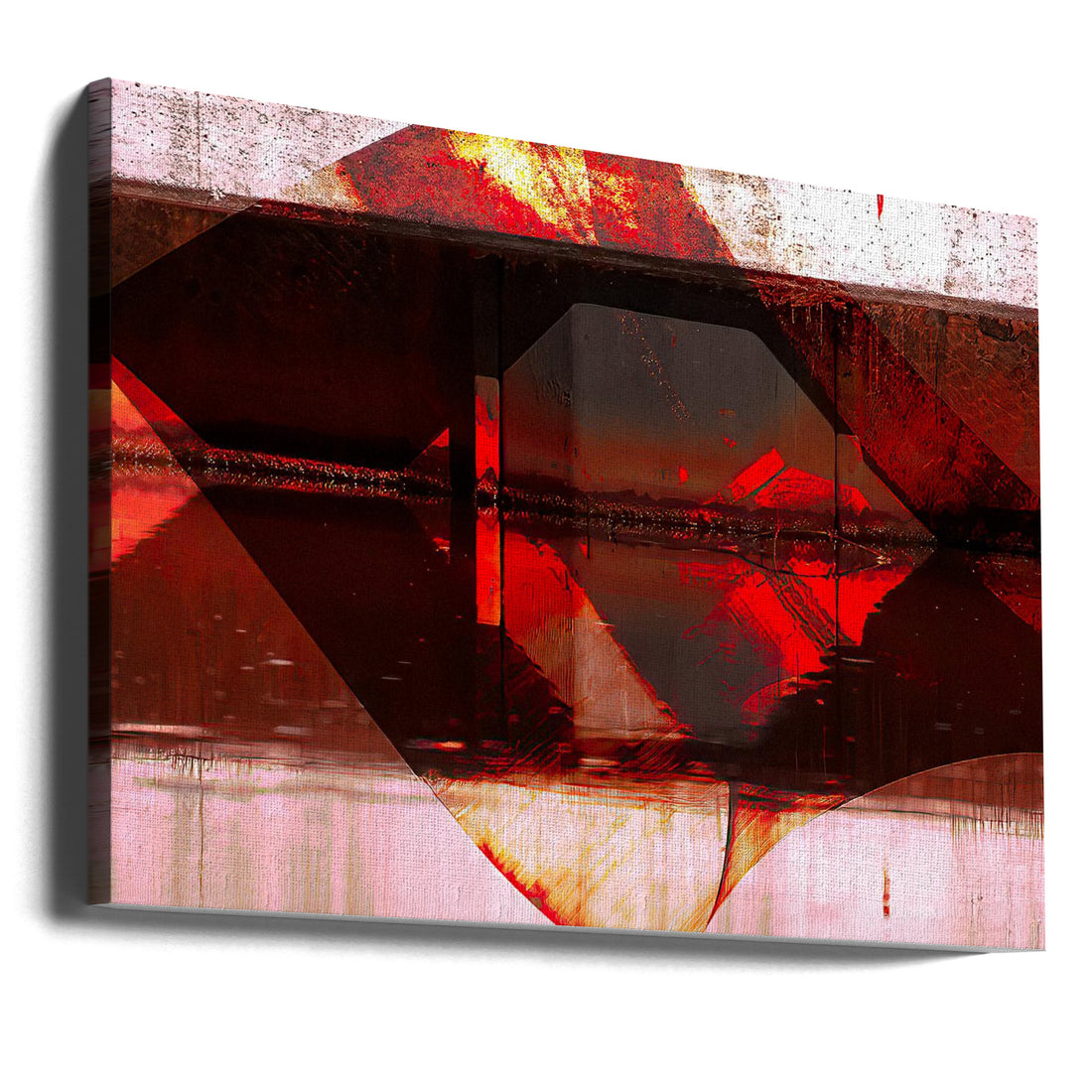 Modern Red Facade by Annie Keizer | Geometric Building Lines, Large Canvas Wall Art Print | Artsy Earth