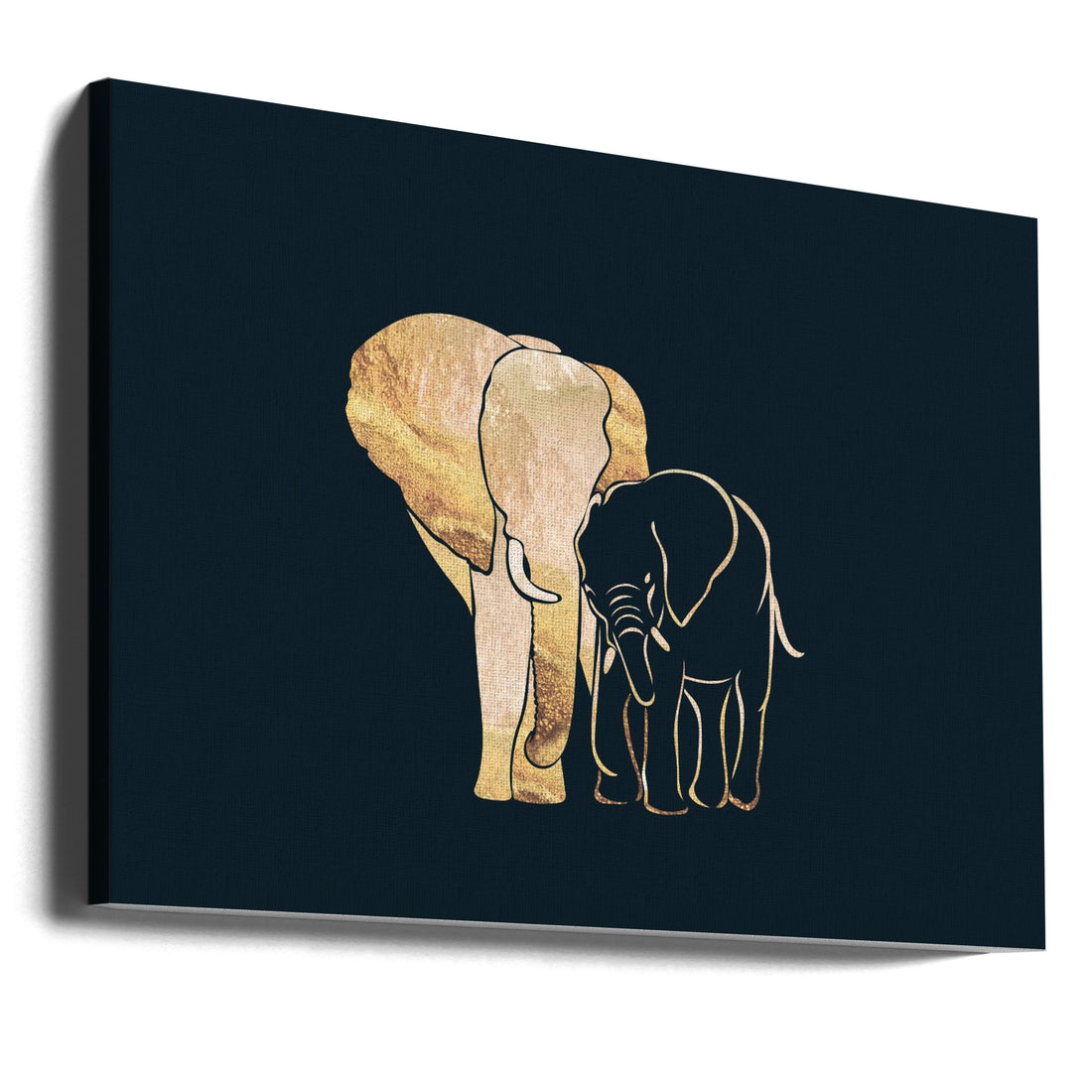 Black Gold Elephants by Sarah Manovski | Wildlife Safari Silhouette, Large Canvas Wall Art Print | Artsy Earth