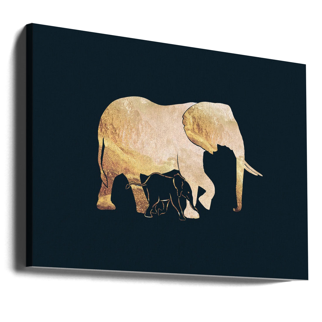 Black Gold Elephants by Sarah Manovski | Metallic Safari Silhouette, Large Canvas Wall Art Print | Artsy Earth