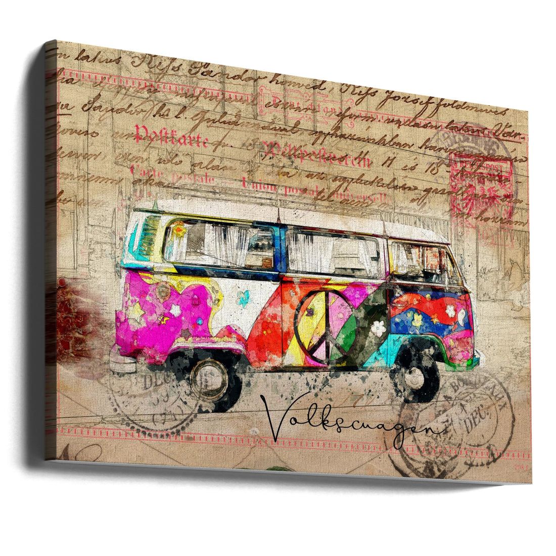 VW Combi Art by Lembayung Senja Studio [vintage Poster] | Vintage Volkswagen Graffiti, Large Canvas Wall Art Print | Artsy Earth