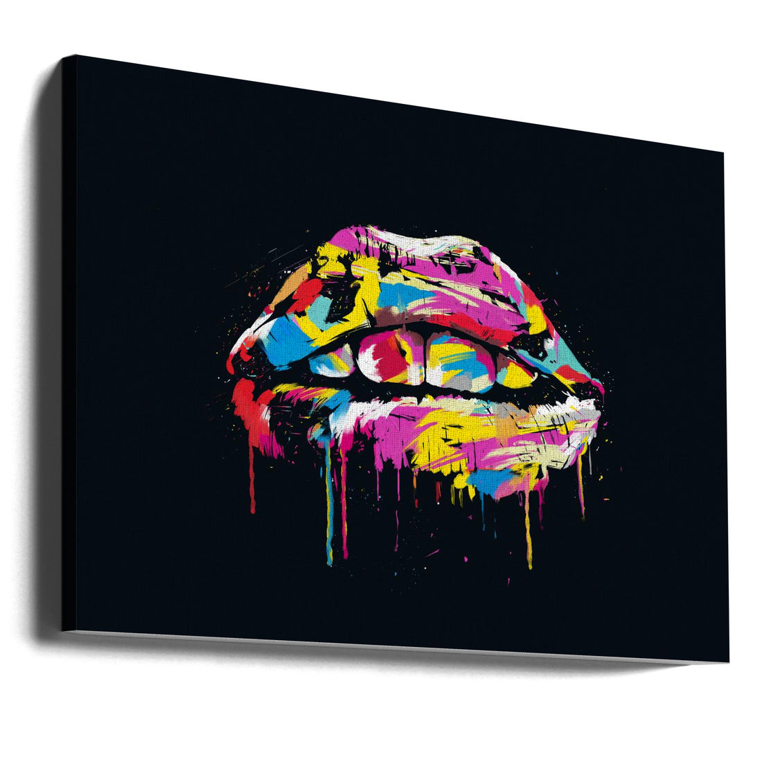 Colorful Lips by Balazs Solti | Abstract Painted Portrait, Large Canvas Wall Art Print | Artsy Earth