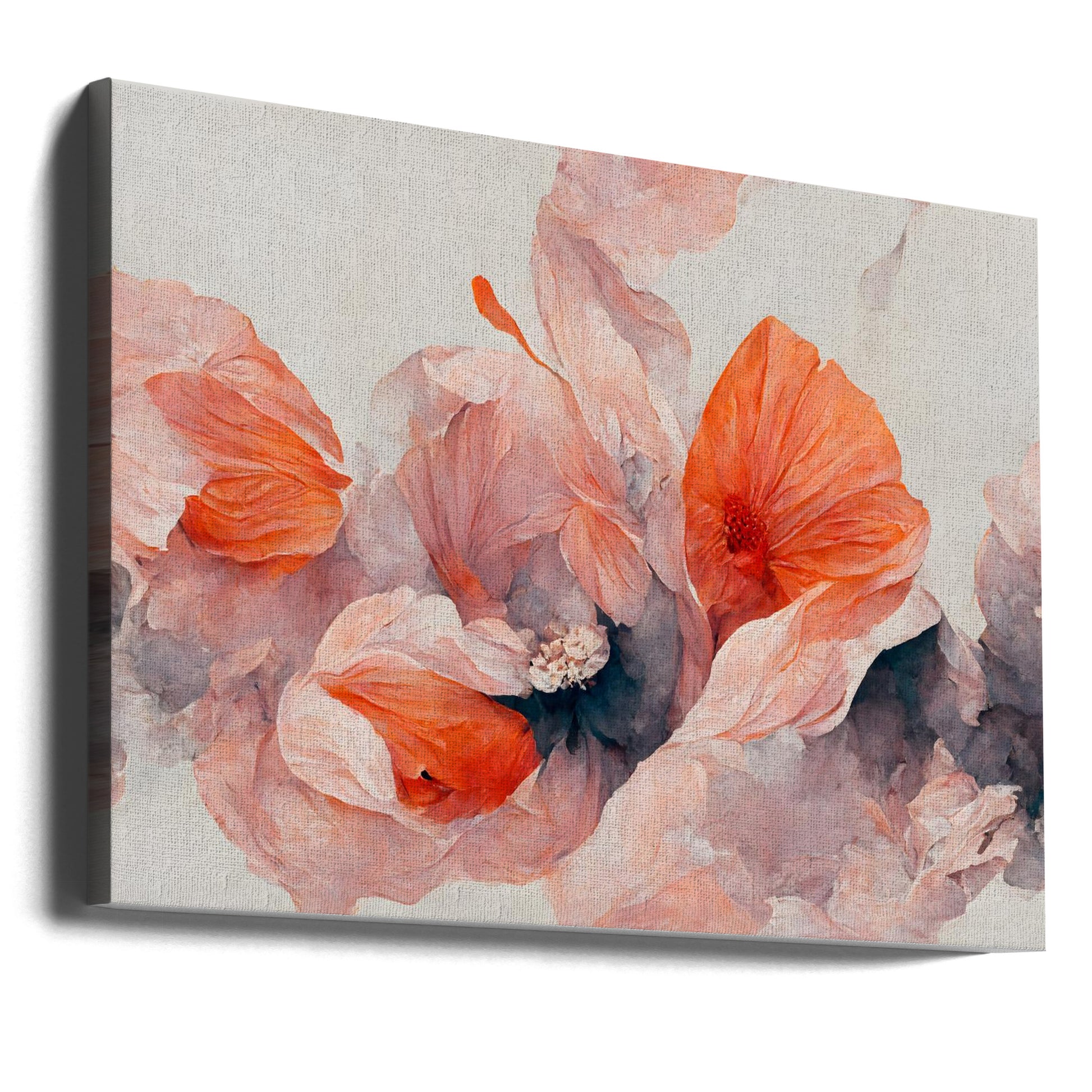 Salmon Flowers by Treechild | Pastel Floral Abstract, Large Canvas Wall Art Print | Artsy Earth