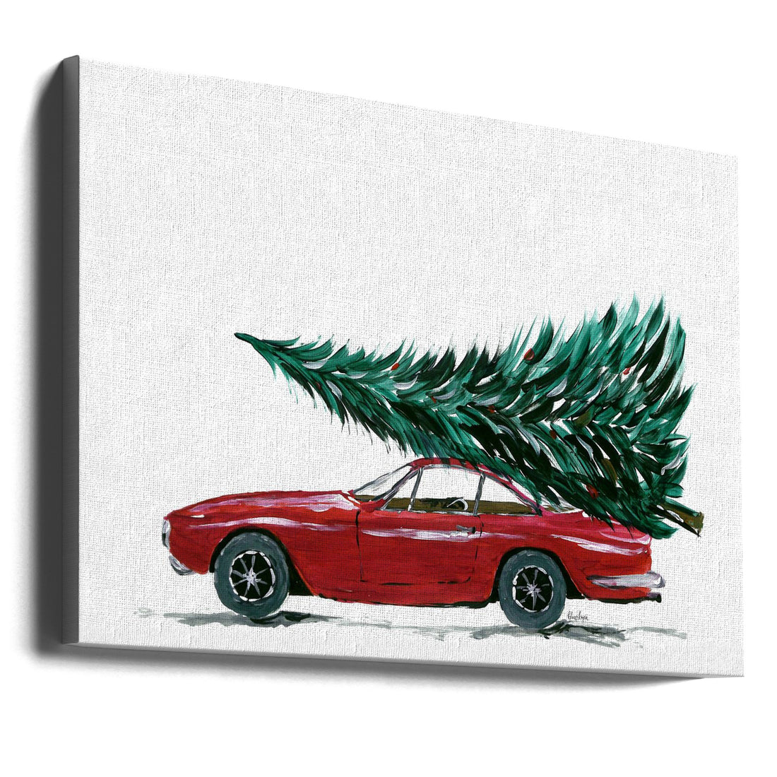 Retro Christmas Ride by Rosana Laiz Blursbyai | Vintage Car Christmas, Large Canvas Wall Art Print | Artsy Earth