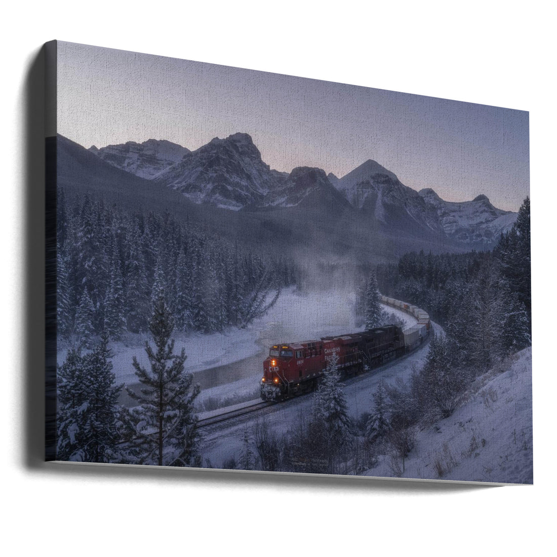 The Train in Snow by Steve Zhang | Snowy Mountain Railway, Large Canvas Wall Art Print | Artsy Earth