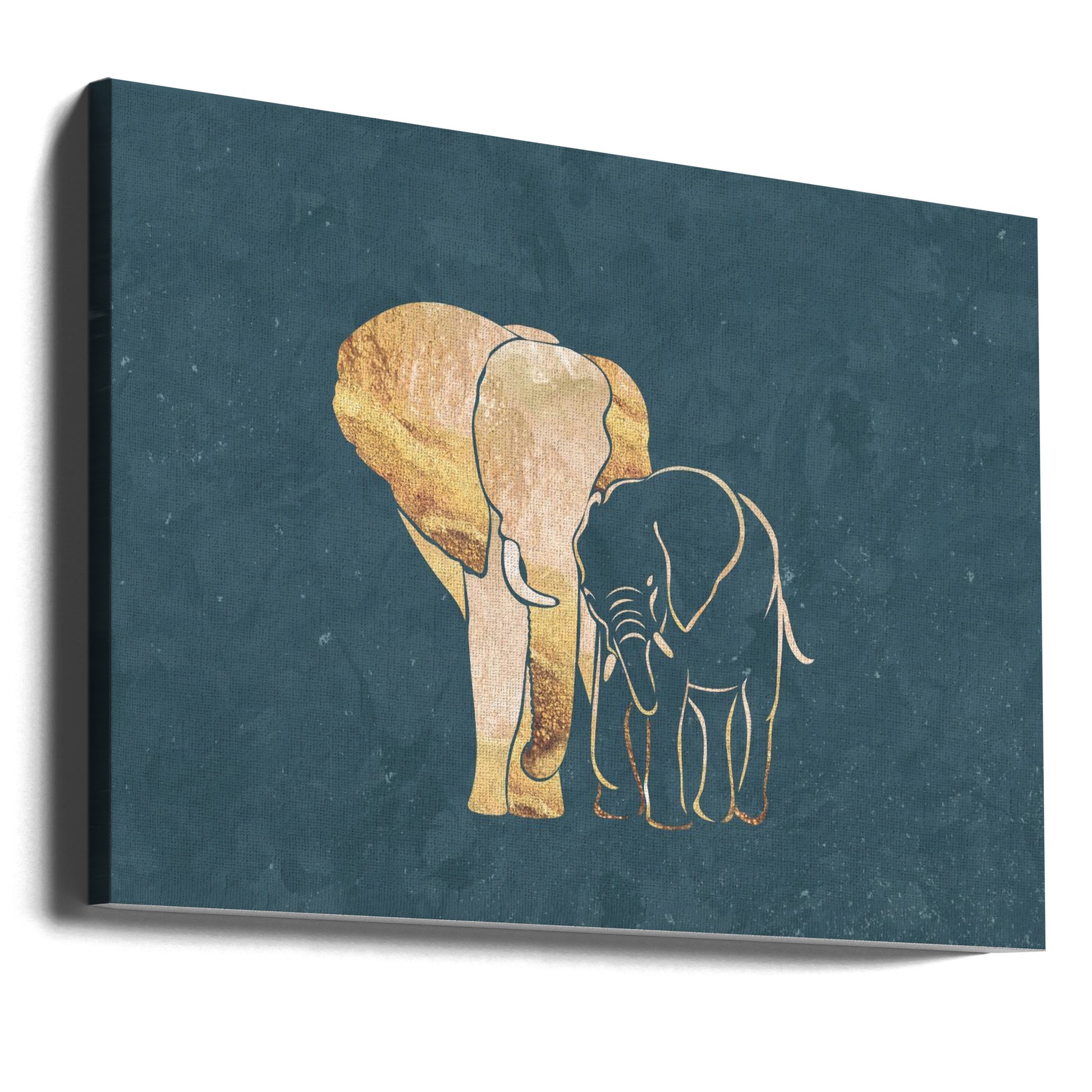 Elephant Mum Baby Gold by Sarah Manovski | Wildlife Safari Art, Large Canvas Wall Art Print | Artsy Earth