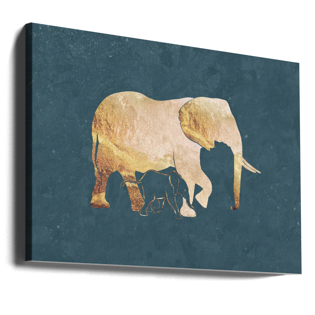 Gold Green Elephants by Sarah Manovski | Safari Wildlife Nature, Large Canvas Wall Art Print | Artsy Earth