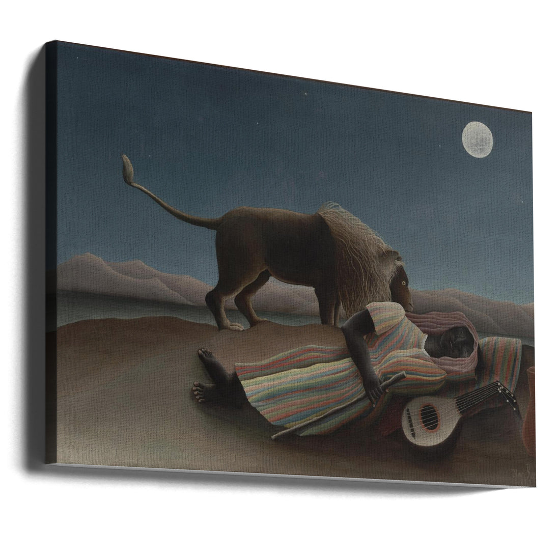 Sleeping Bohemian by Henri Rousseau | Desert Lion Painting, Large Canvas Wall Art Print | Artsy Earth