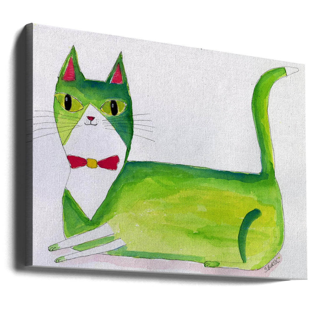 The Green Cat by Sharyn Bursic | Colorful Cat Painting, Large Canvas Wall Art Print | Artsy Earth