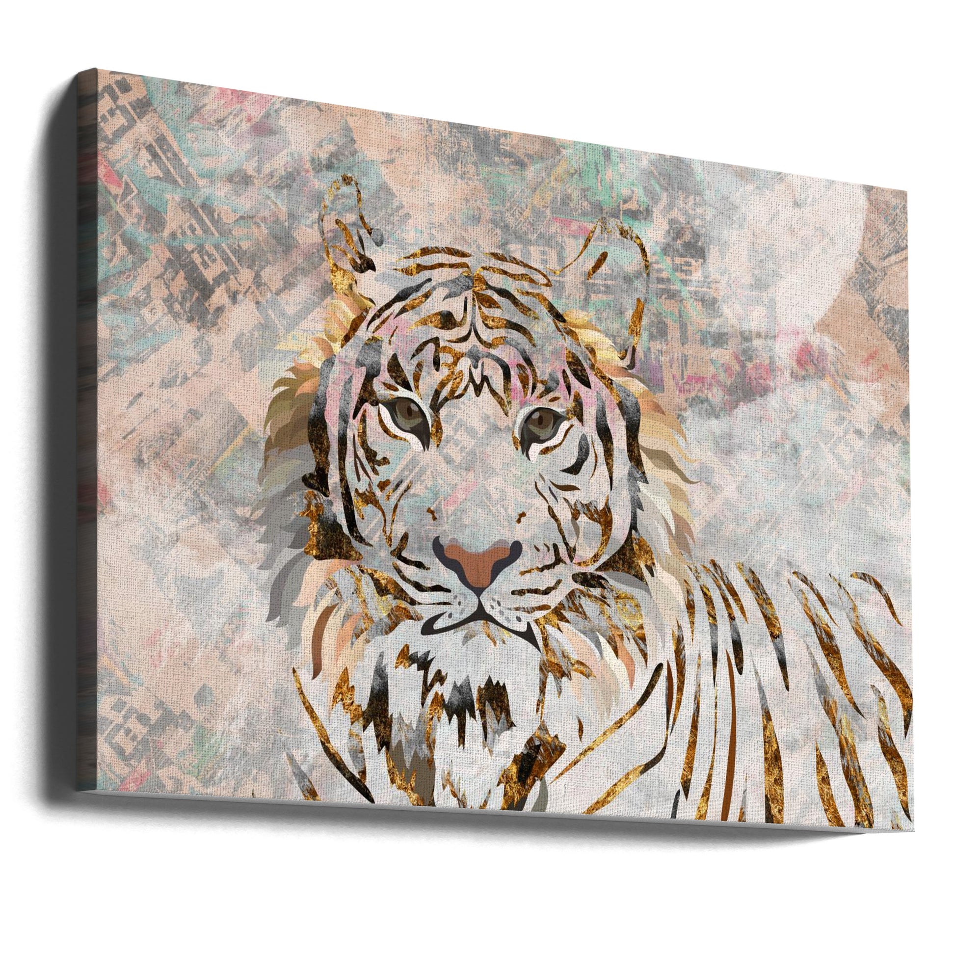 Tiger Gold Mural by Sarah Manovski | Graffiti Wildlife Art, Large Canvas Wall Art Print | Artsy Earth