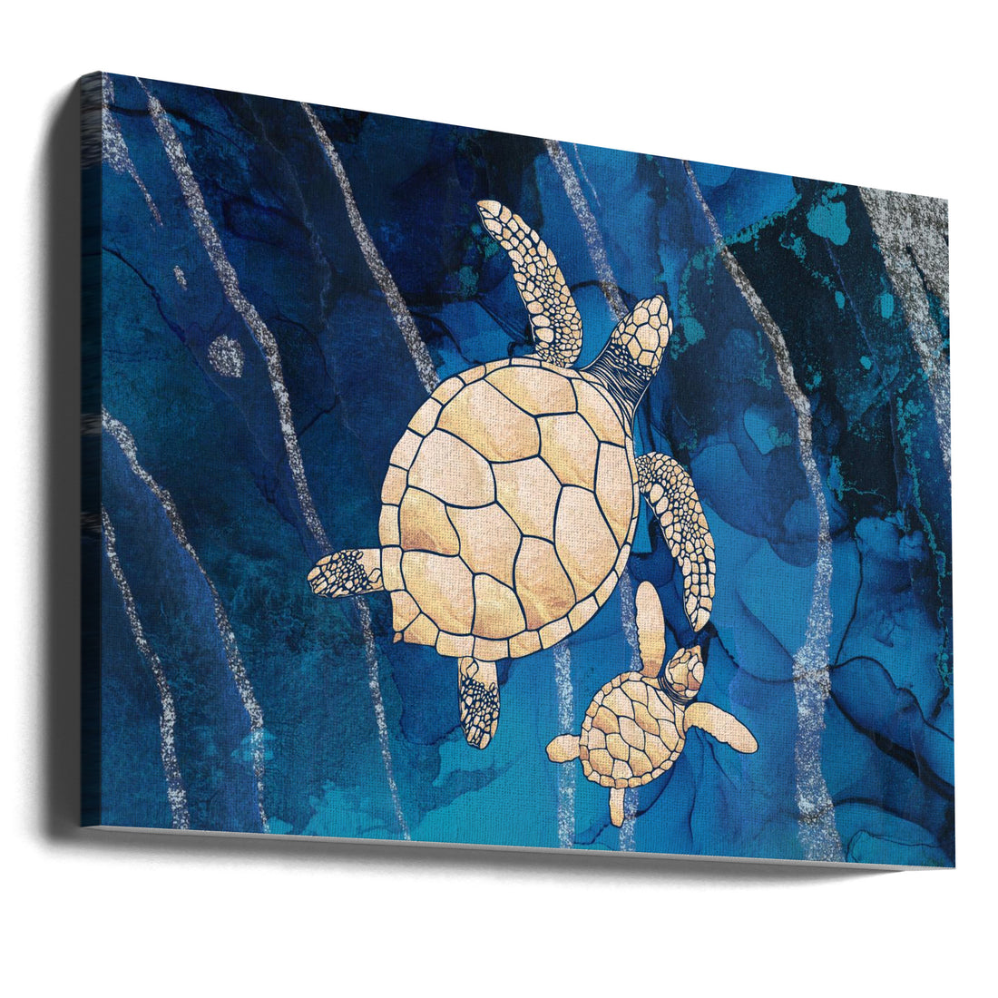 Gold Turtles Ripples by Sarah Manovski | Wildlife Nature Illustration, Large Canvas Wall Art Print | Artsy Earth