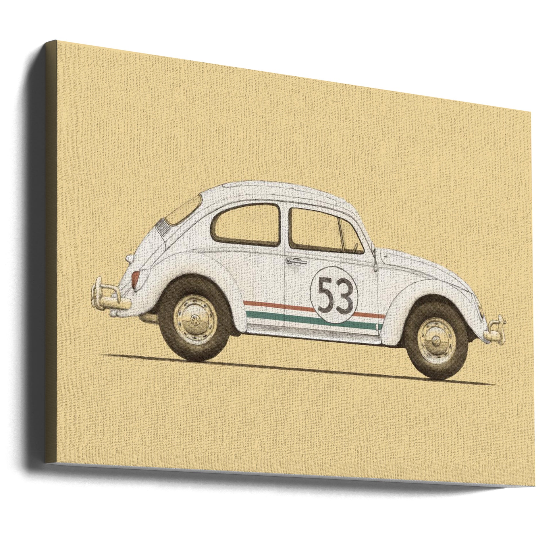 Vintage Beetle Car by Florent Bodart | Classic Retro Automobile, Large Canvas Wall Art Print | Artsy Earth