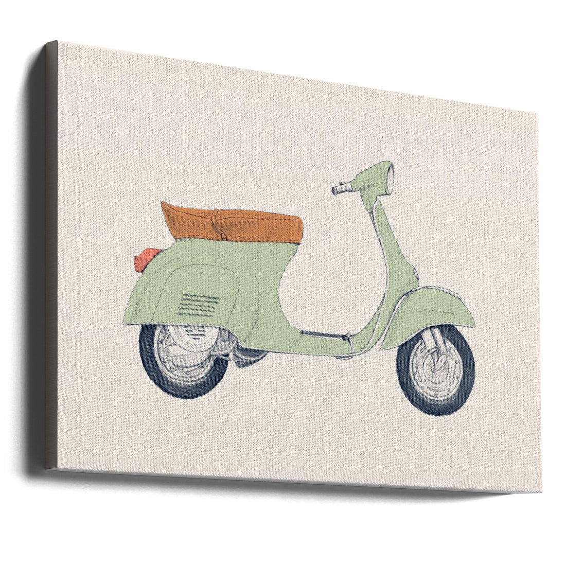 Vespa Print by Florent Bodart | Vintage Scooter Illustration, Large Canvas Wall Art Print | Artsy Earth