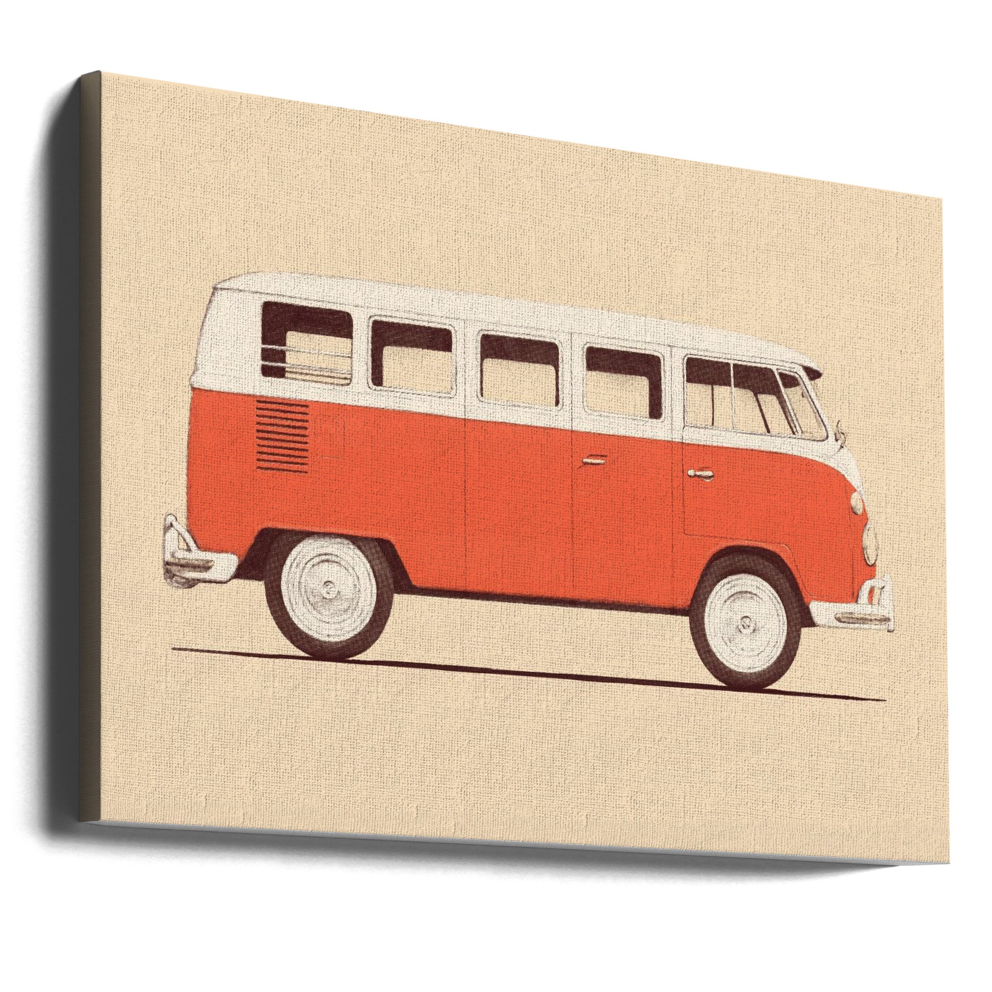 Vintage Red Van by Florent Bodart | Classic Vehicle Transportation, Large Canvas Wall Art Print | Artsy Earth