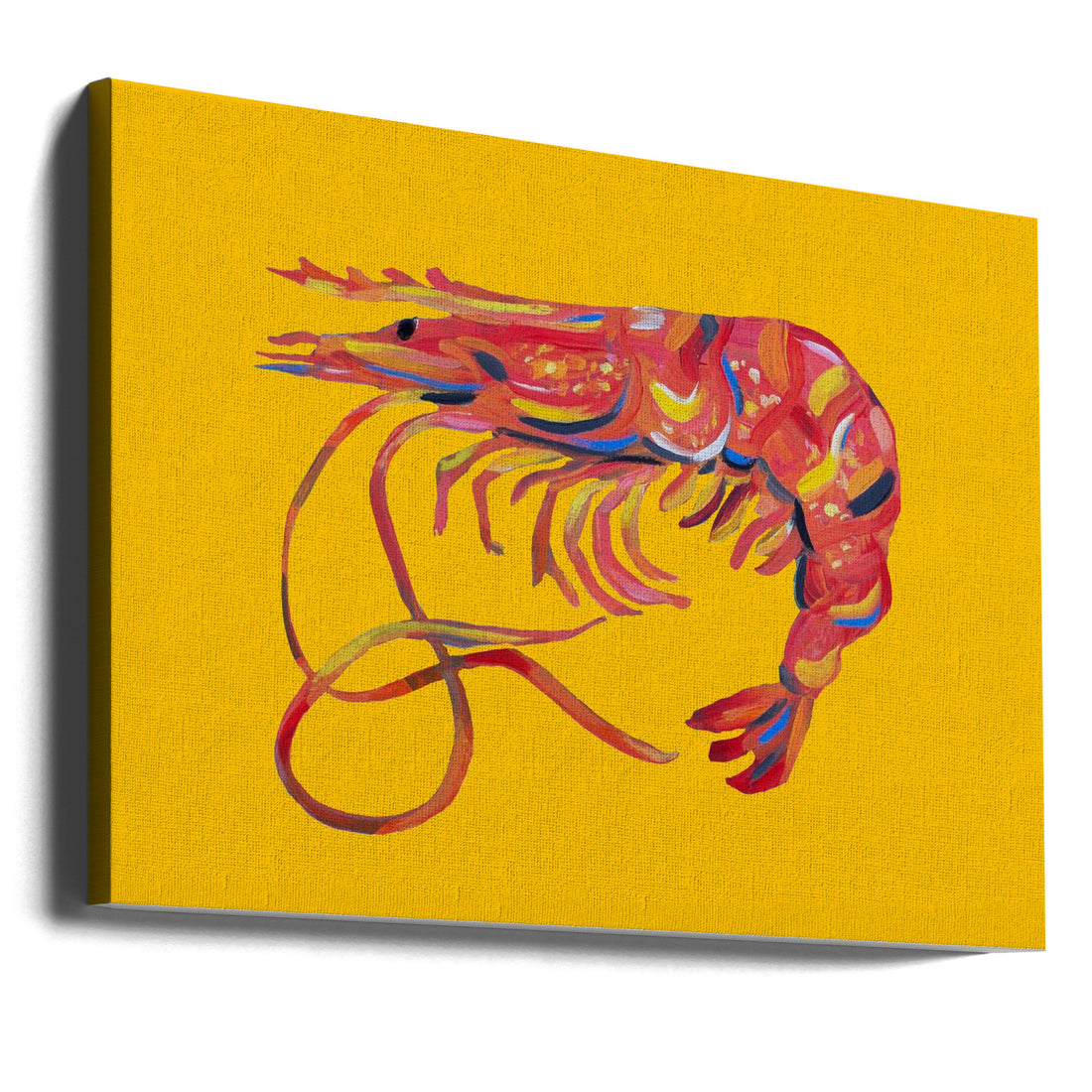 Prawn On Yellow by Alice Straker | Painted Food Animal, Large Canvas Wall Art Print | Artsy Earth