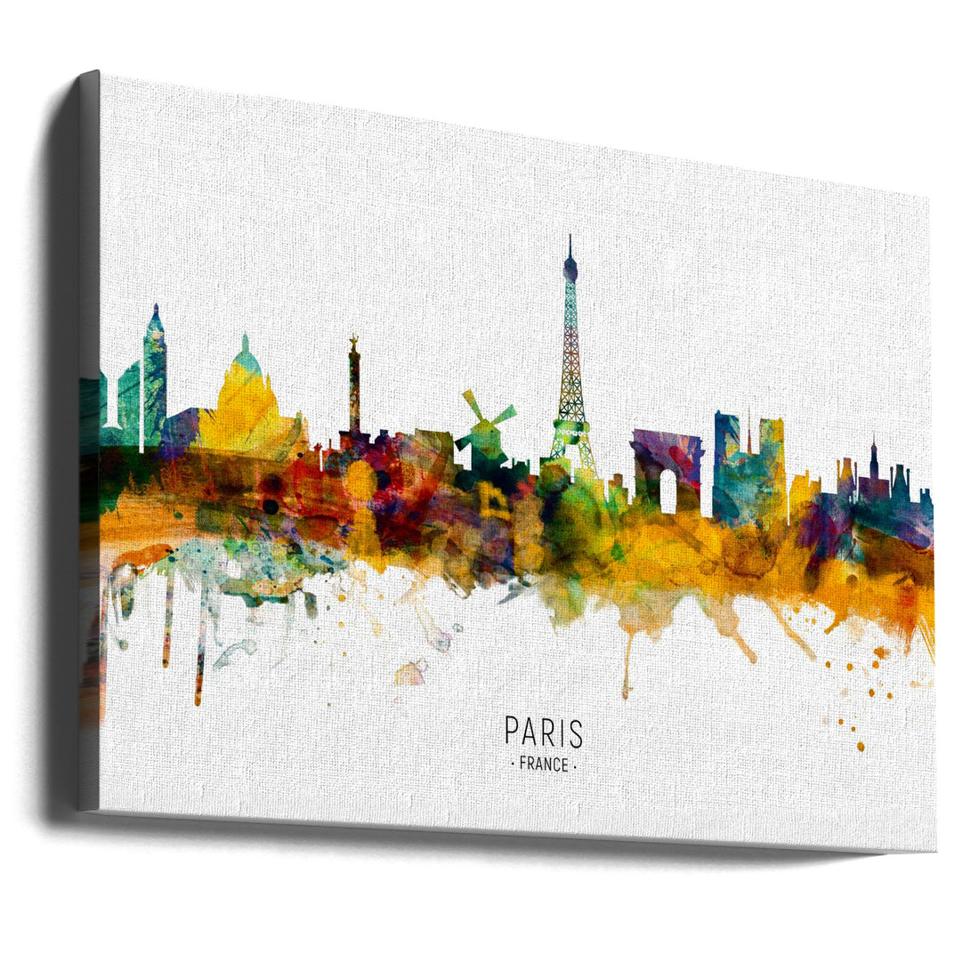 Paris France Skyline by Michael Tompsett | Watercolor Cityscape Architecture, Large Canvas Wall Art Print | Artsy Earth