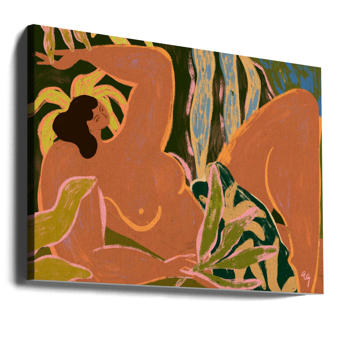 Lazy Tropical Woman by Arty Guava | Relaxing Exotic Forest, Large Canvas Wall Art Print | Artsy Earth