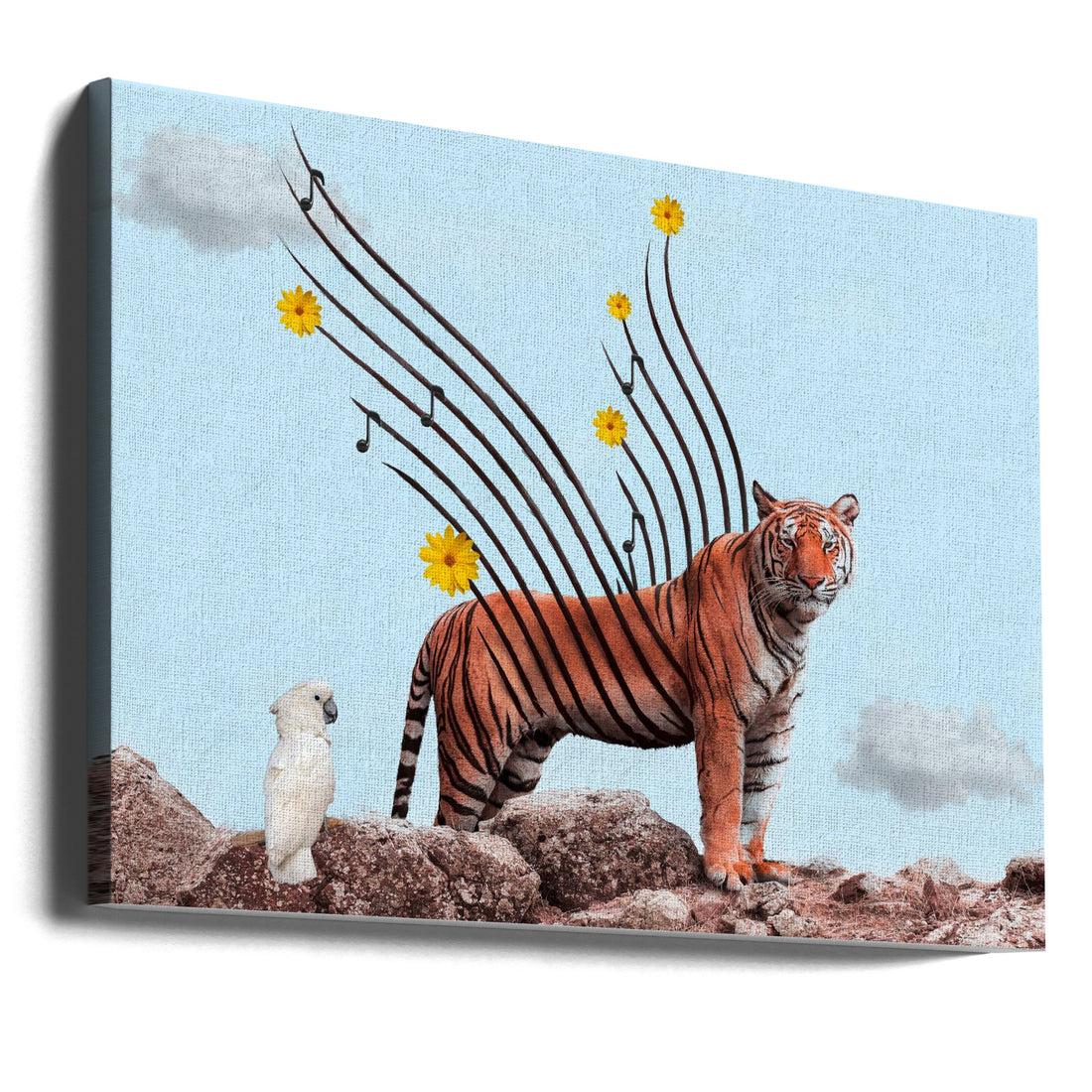 Musical Tiger Art by Salome Zhividze | Surreal Wildlife Art, Large Canvas Wall Art Print | Artsy Earth