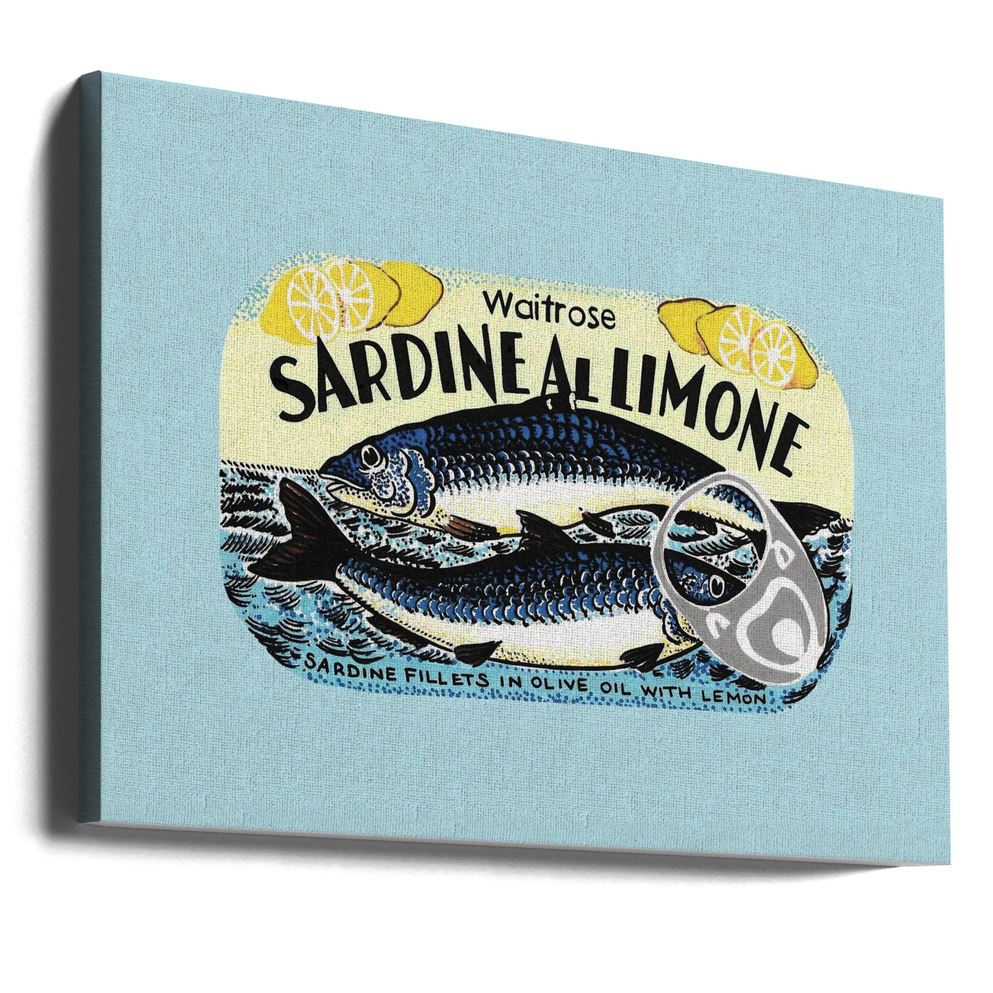 Vintage Sardine Art by Studio Mandariini | Retro Food Illustration, Large Canvas Wall Art Print | Artsy Earth