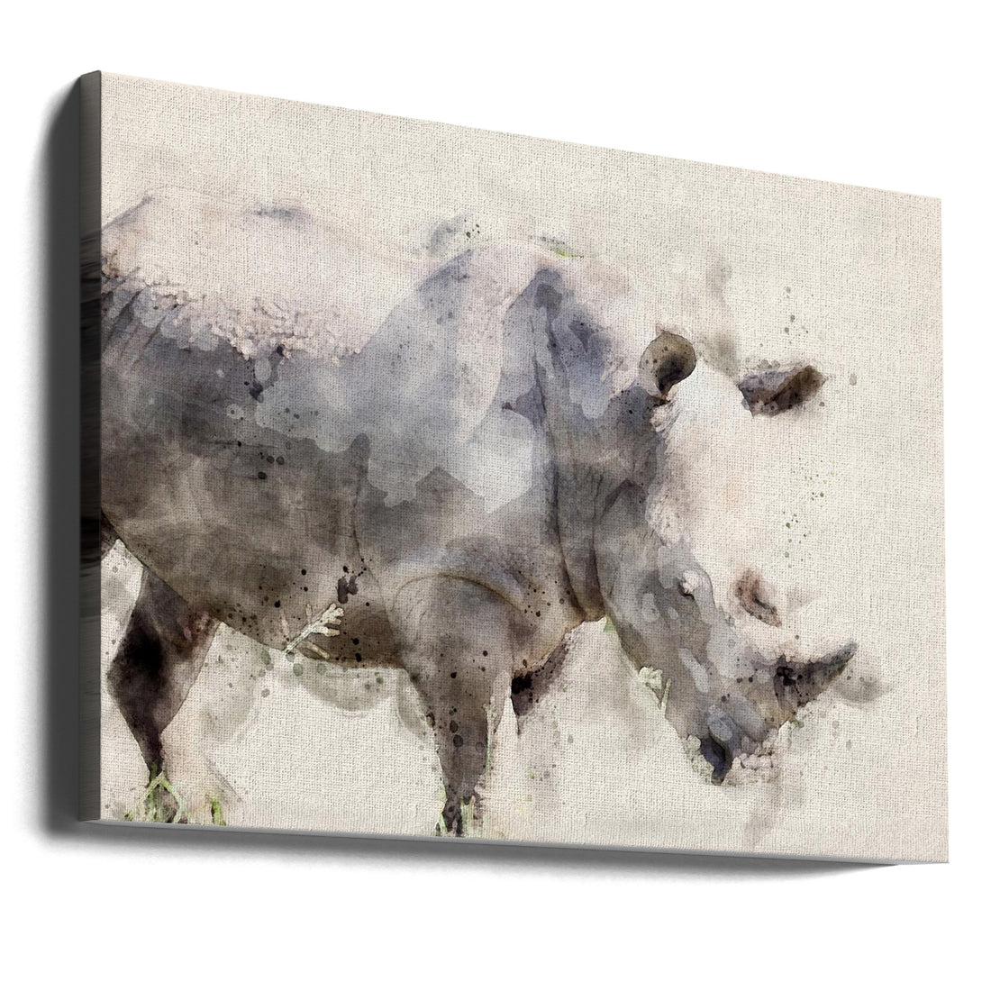 Abstract African Rhinoceros Watercolor Art by Arno Du Toit | Wildlife Abstract Painting, Large Canvas Wall Art Print | Artsy Earth