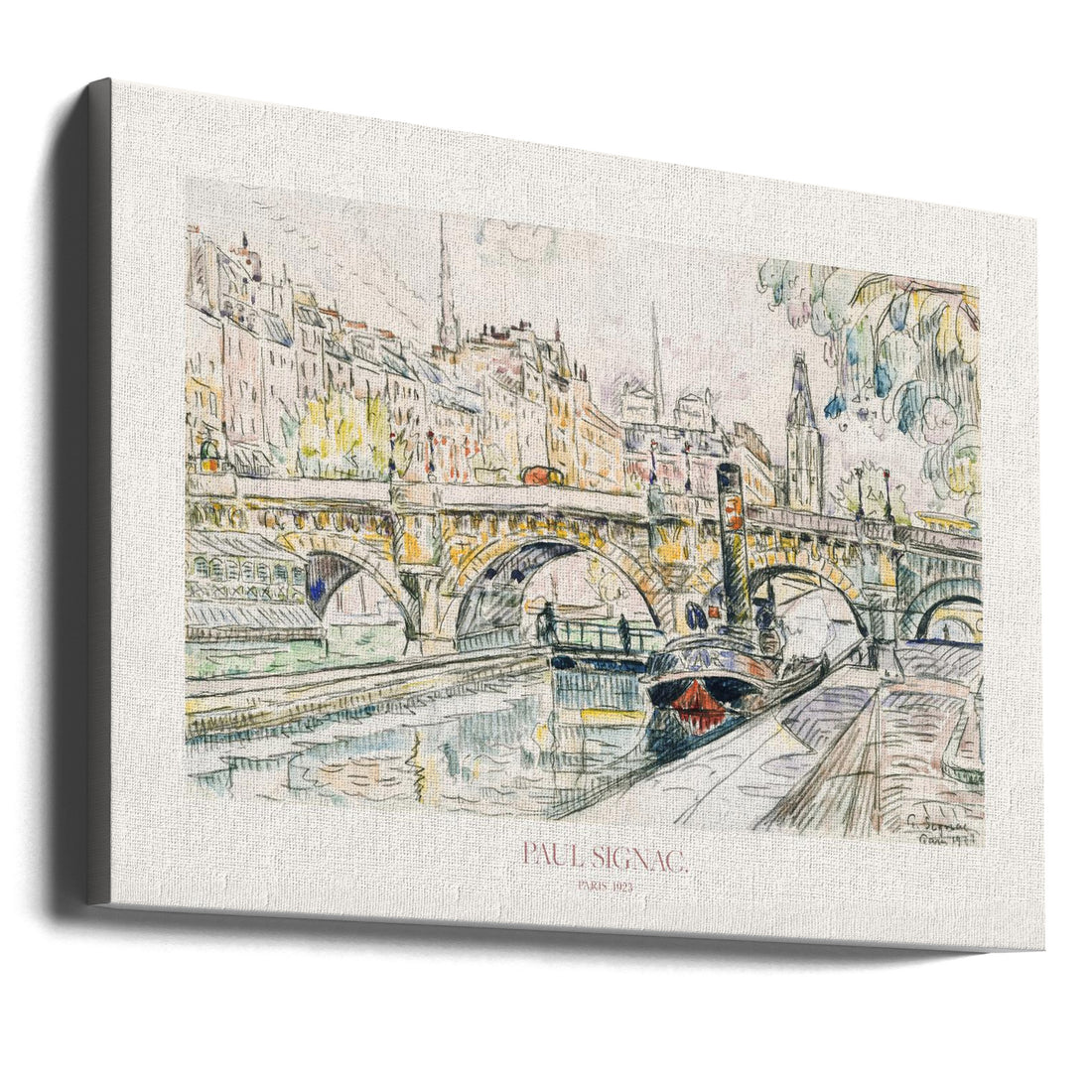 Tugboat Paris Poster by Paul Signac | Vintage French Art, Large Canvas Wall Art Print | Artsy Earth