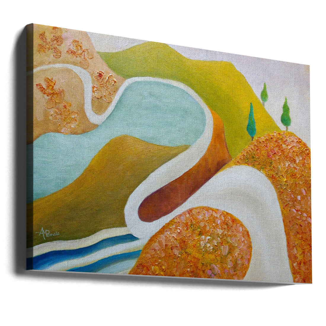 Along the Byway by Angeles M. Pomata | Abstract Mountain Landscape, Large Canvas Wall Art Print | Artsy Earth