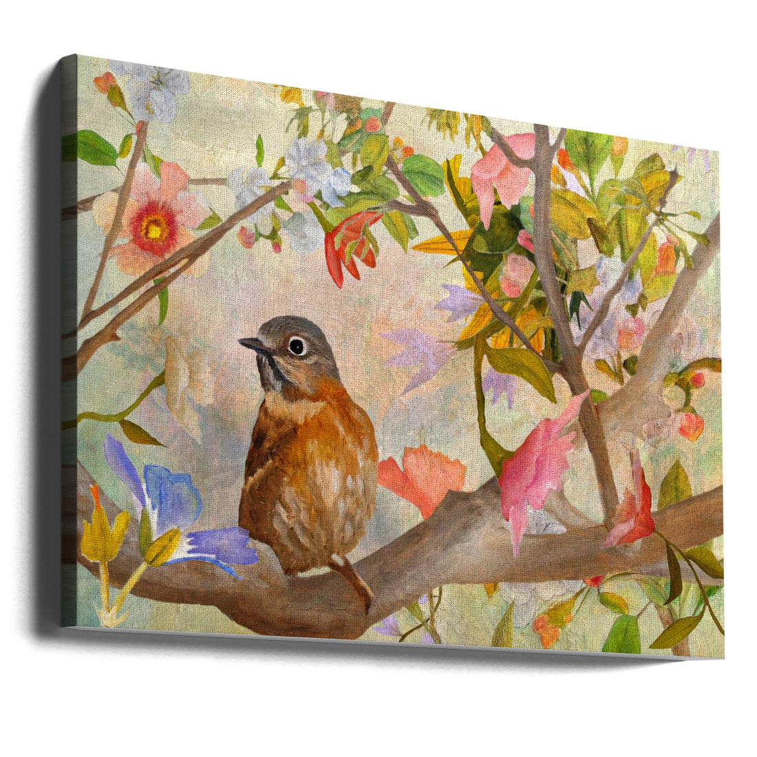 Bluebird On a Blossoming Branch by Angeles M. Pomata | Pastel Bird Painting, Large Canvas Wall Art Print | Artsy Earth