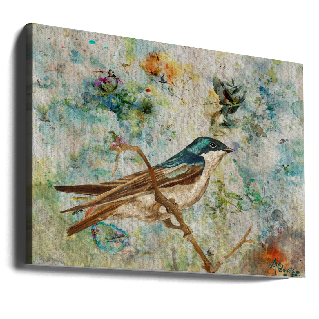 Bright and Blue by Angeles M. Pomata | Abstract Bird Painting, Large Canvas Wall Art Print | Artsy Earth