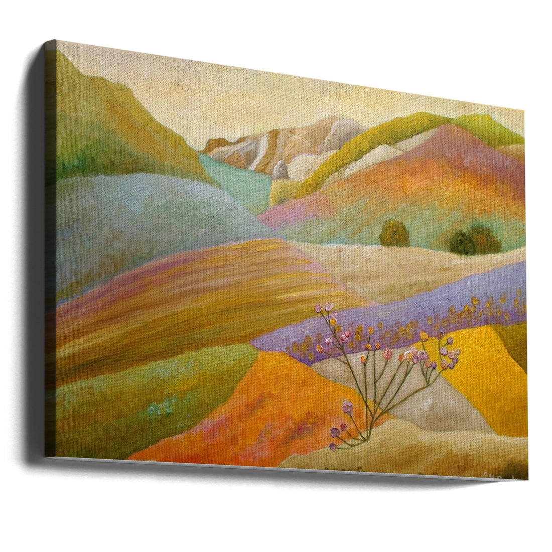 Rambling Through the Blooming Valley by Angeles M. Pomata | Colorful Mountain Landscape, Large Canvas Wall Art Print | Artsy Earth