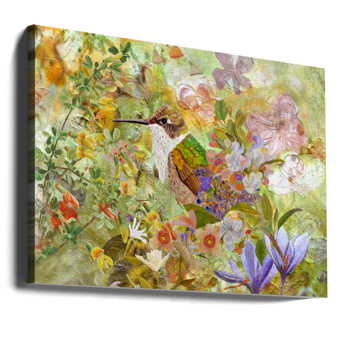 Spring Arrival by Angeles M. Pomata | Floral Bird Abstract, Large Canvas Wall Art Print | Artsy Earth