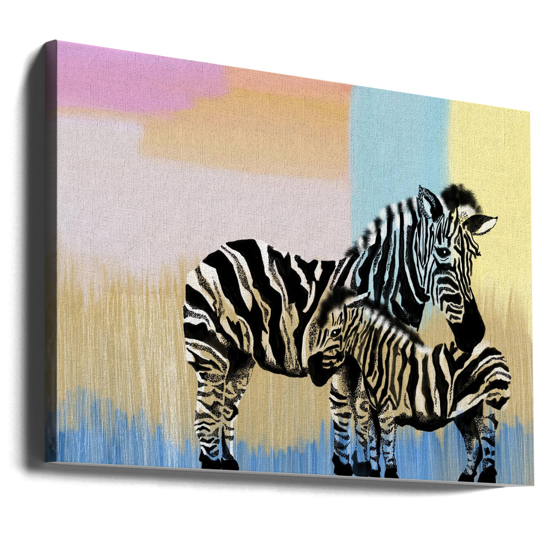 Mama Zebra and Baby by Art By The Ocean | Safari Nursery Wildlife, Large Canvas Wall Art Print | Artsy Earth