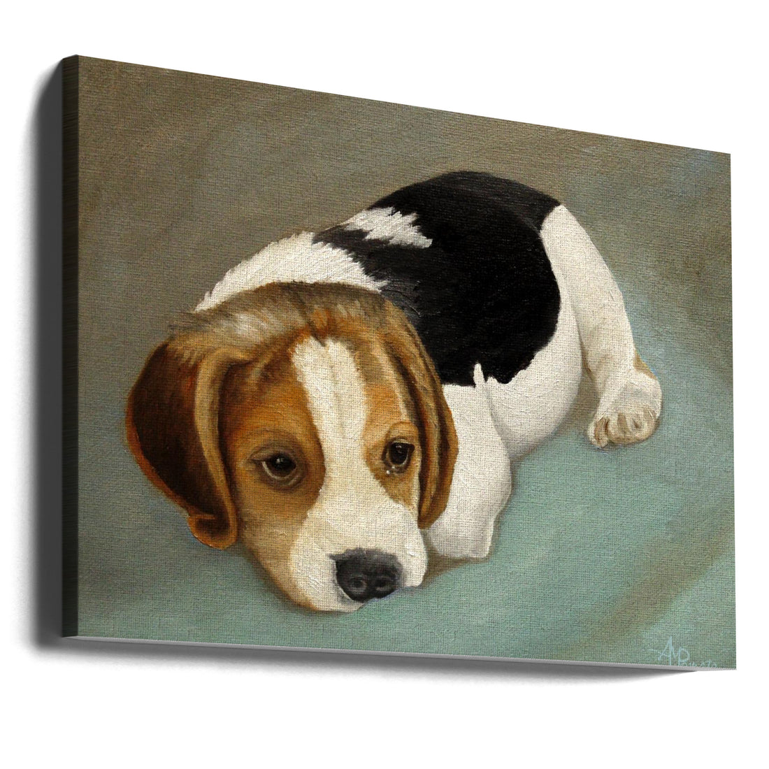 Cute Beagle by Angeles M. Pomata | Sleeping Dog Portrait, Large Canvas Wall Art Print | Artsy Earth