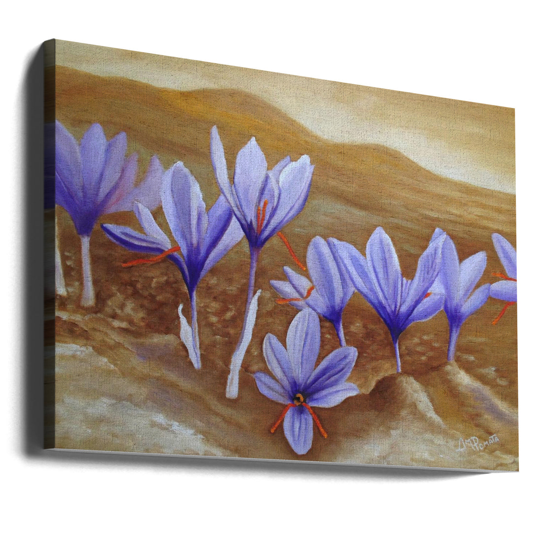 Saffron Flowers by Angeles M. Pomata | Floral Botanical Painting, Large Canvas Wall Art Print | Artsy Earth