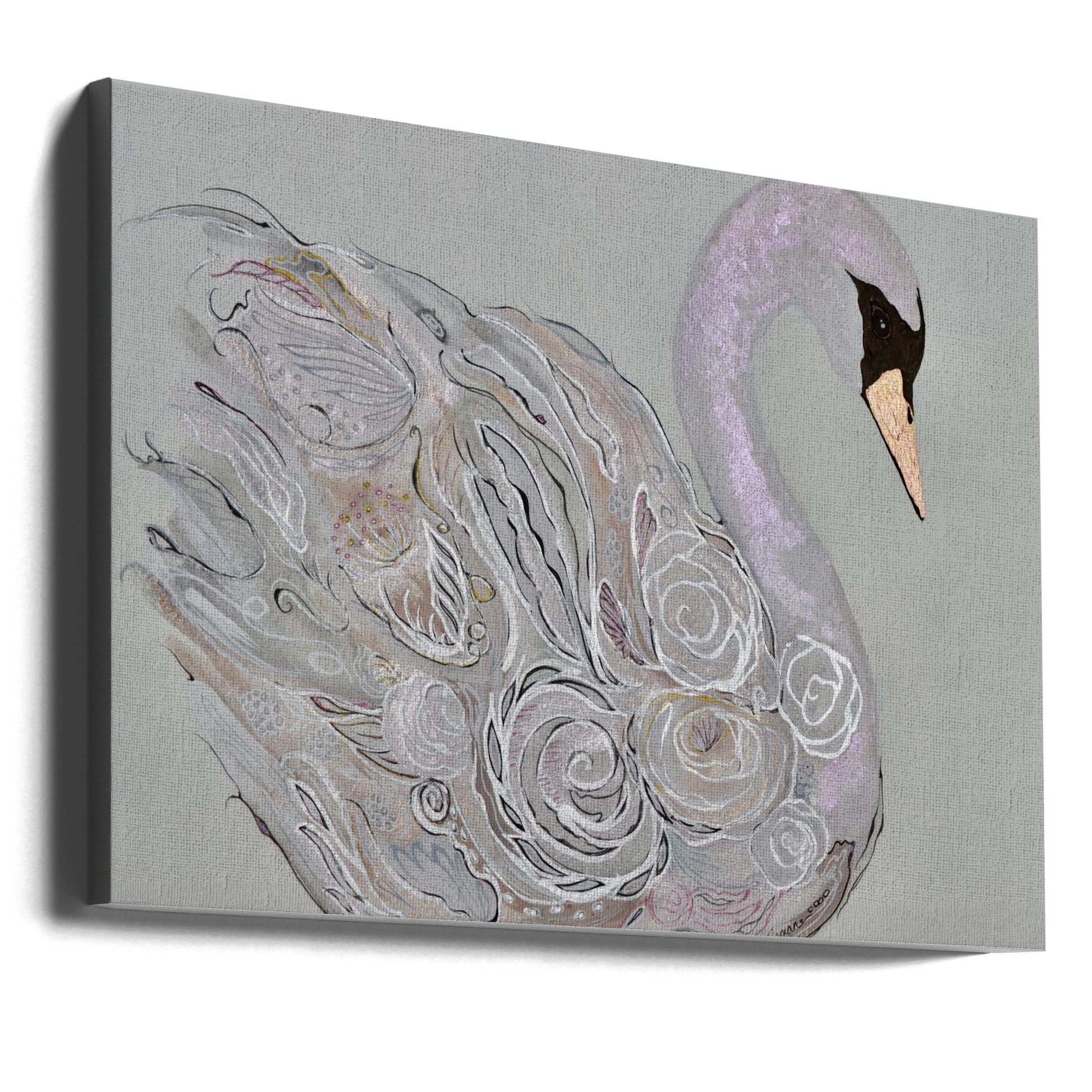 Elegant Swan by Amy Tieman | Painted Swan Abstract, Large Canvas Wall Art Print | Artsy Earth