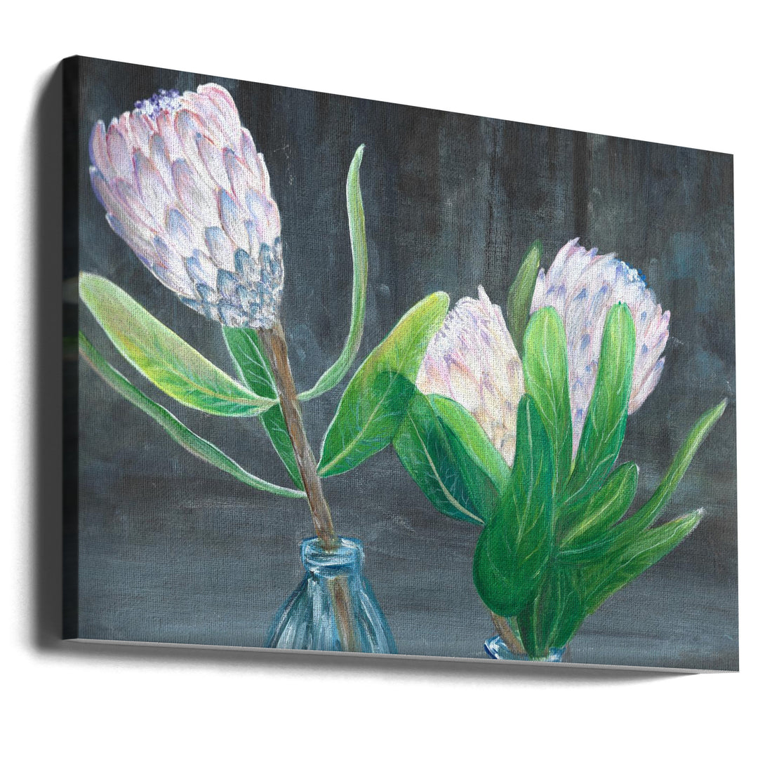 Pink Protea Painting by Sunet Theron | Floral Nature Art, Large Canvas Wall Art Print | Artsy Earth