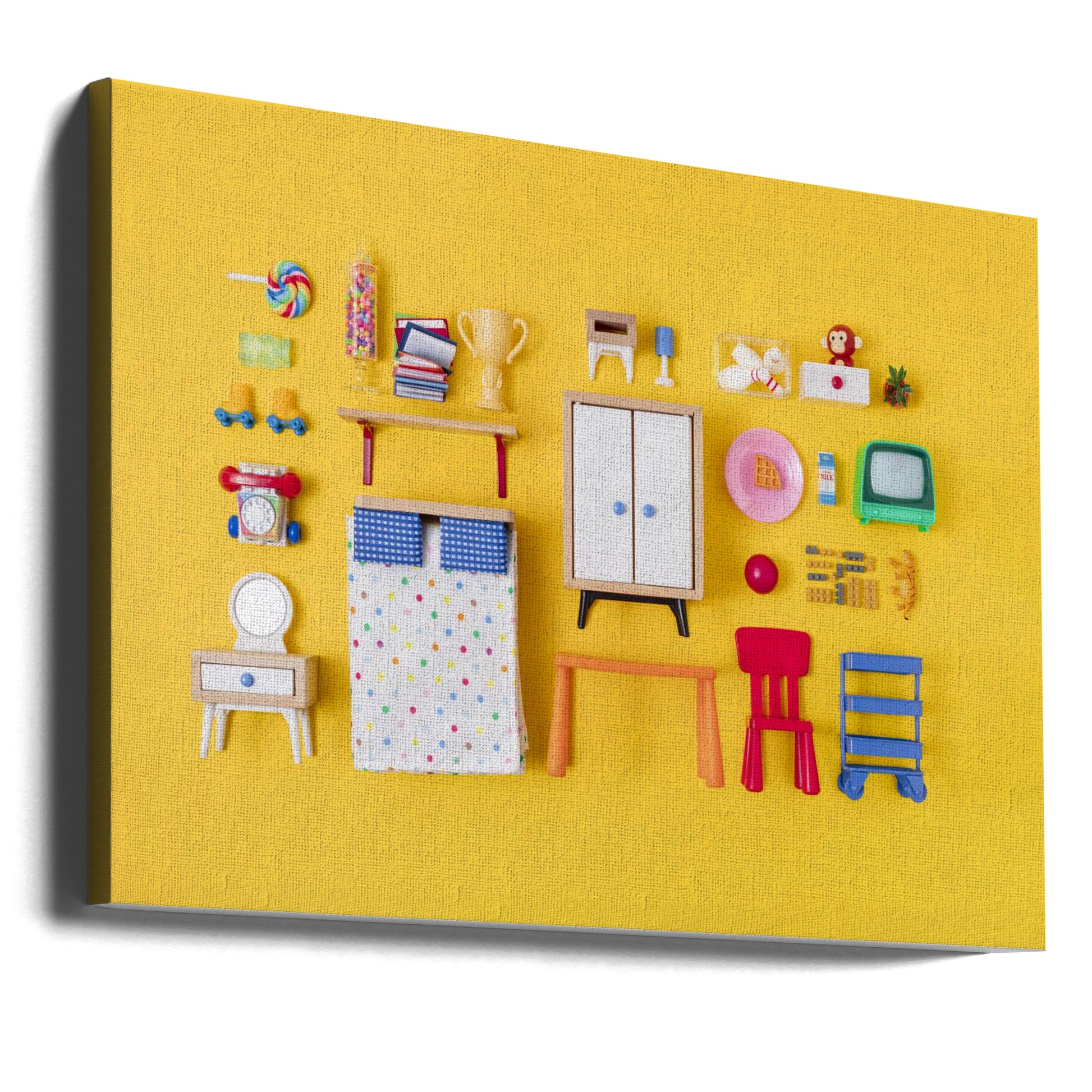 Dollhouse Kid Room by Julia Ramiro | Children's Playroom Decor, Large Canvas Wall Art Print | Artsy Earth