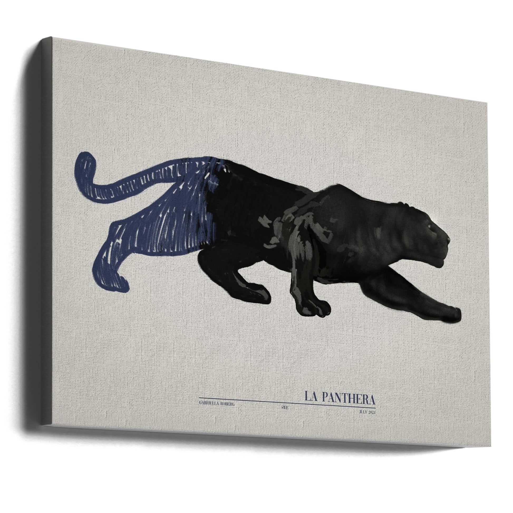 Blue Panther Art by Gabriella Roberg | Black Panther Illustration, Large Canvas Wall Art Print | Artsy Earth