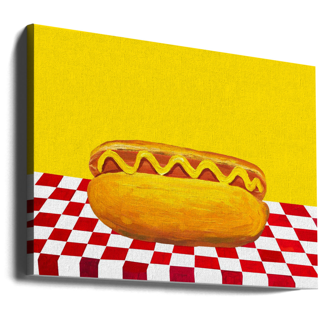 Hot Dog With Mustard by Alice Straker | Retro Food Illustration, Large Canvas Wall Art Print | Artsy Earth