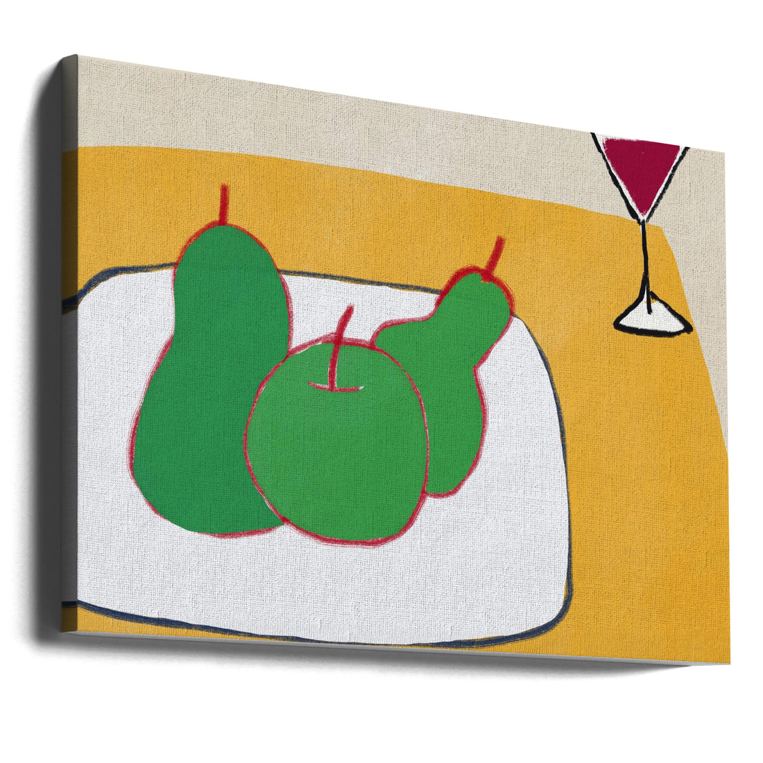 Green pears on the table by Little Dean | Fresh Fruit Plate, Large Canvas Wall Art Print | Artsy Earth