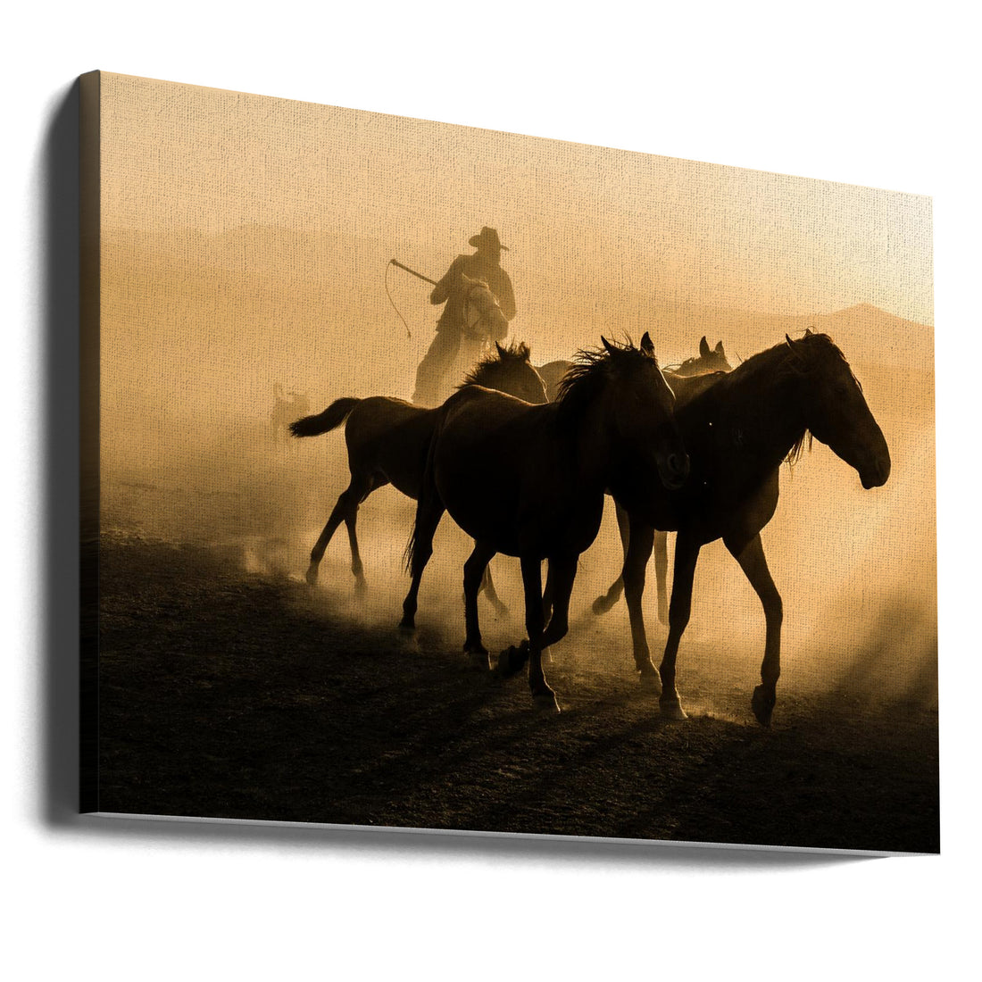 Run Between Horses by Corinne Spector | Horse Riding Action, Large Canvas Wall Art Print | Artsy Earth