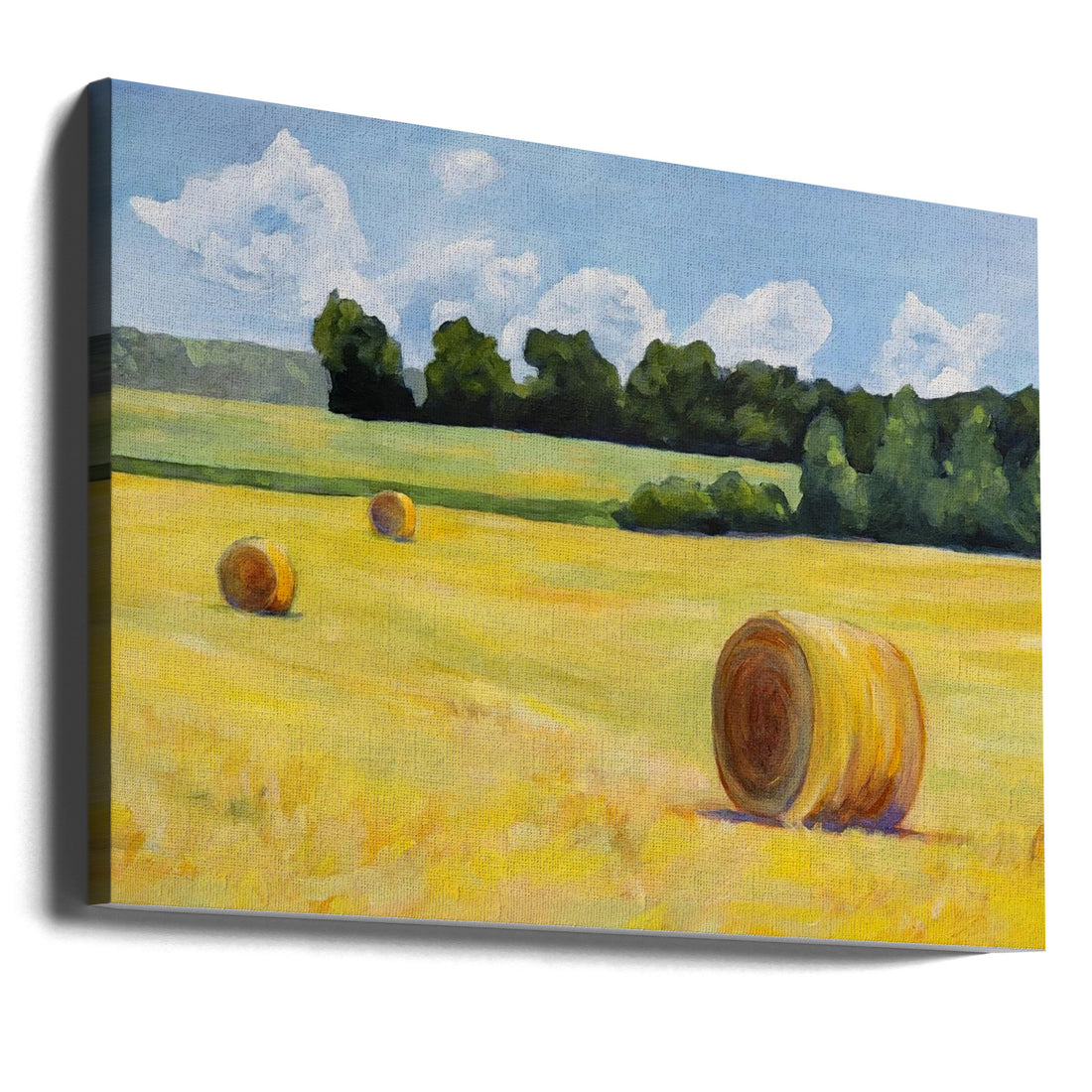 Summer Hay Bales by Claire Whitehead | Rural Pastoral Landscape, Large Canvas Wall Art Print | Artsy Earth