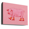 Marjorie the Cowgirl Pig by Anyone Can Yeehaw | Hand Drawn Animal Illustration, Large Canvas Wall Art Print | Artsy Earth