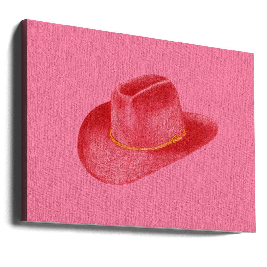 Red Stetson On Pink by Anyone Can Yeehaw | Hand Drawn Western Hat, Large Canvas Wall Art Print | Artsy Earth